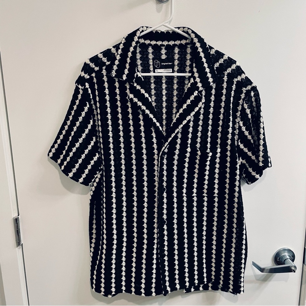 Original Use Crochet Knit Resort Shirt